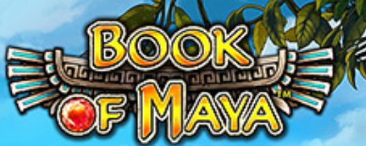 Book Of Maya Slot - Non GamStop Casino Book of Maya slot game title screen showing ancient temple and explorer