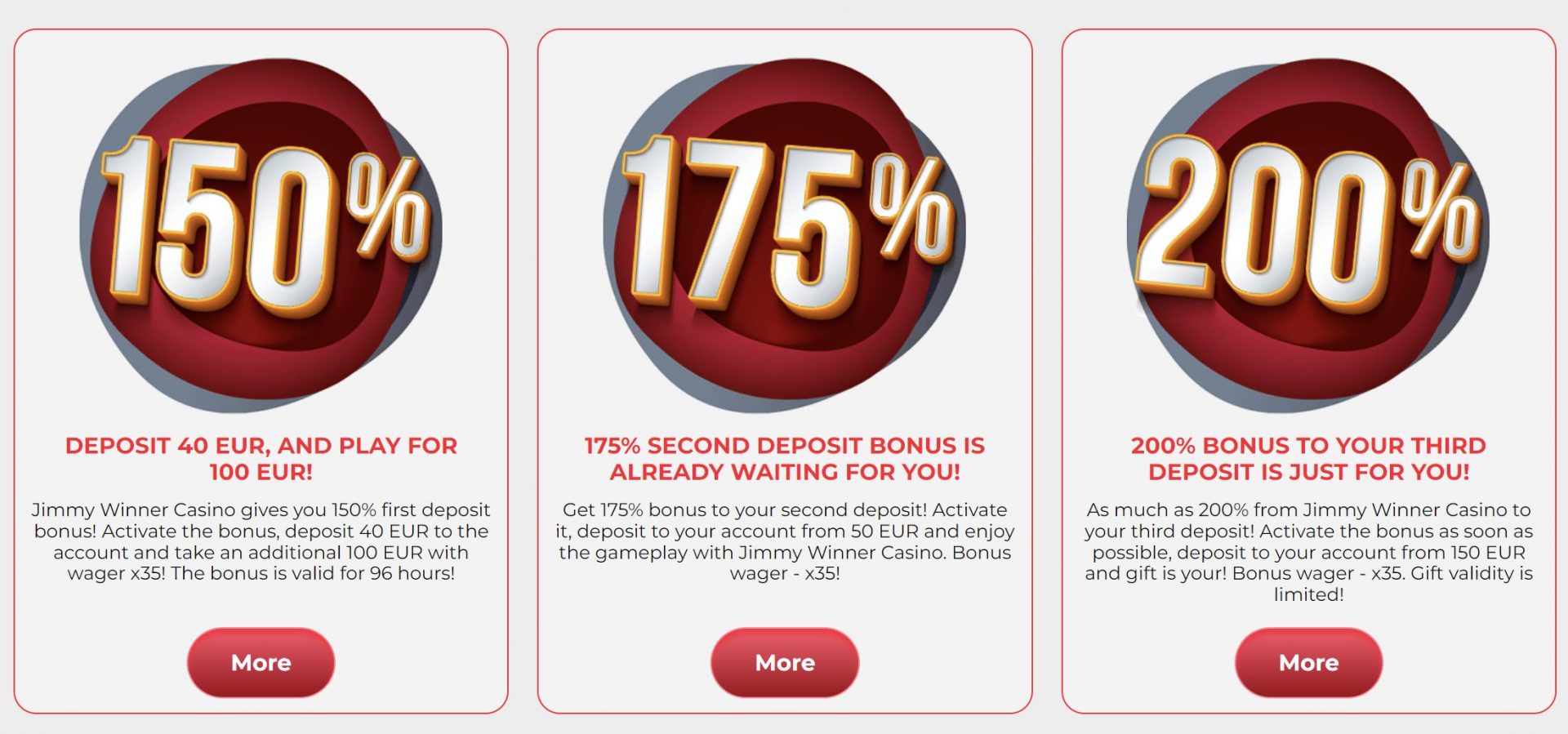 A vibrant display of various casino games and bonuses representing Jimmy Winner sister sites