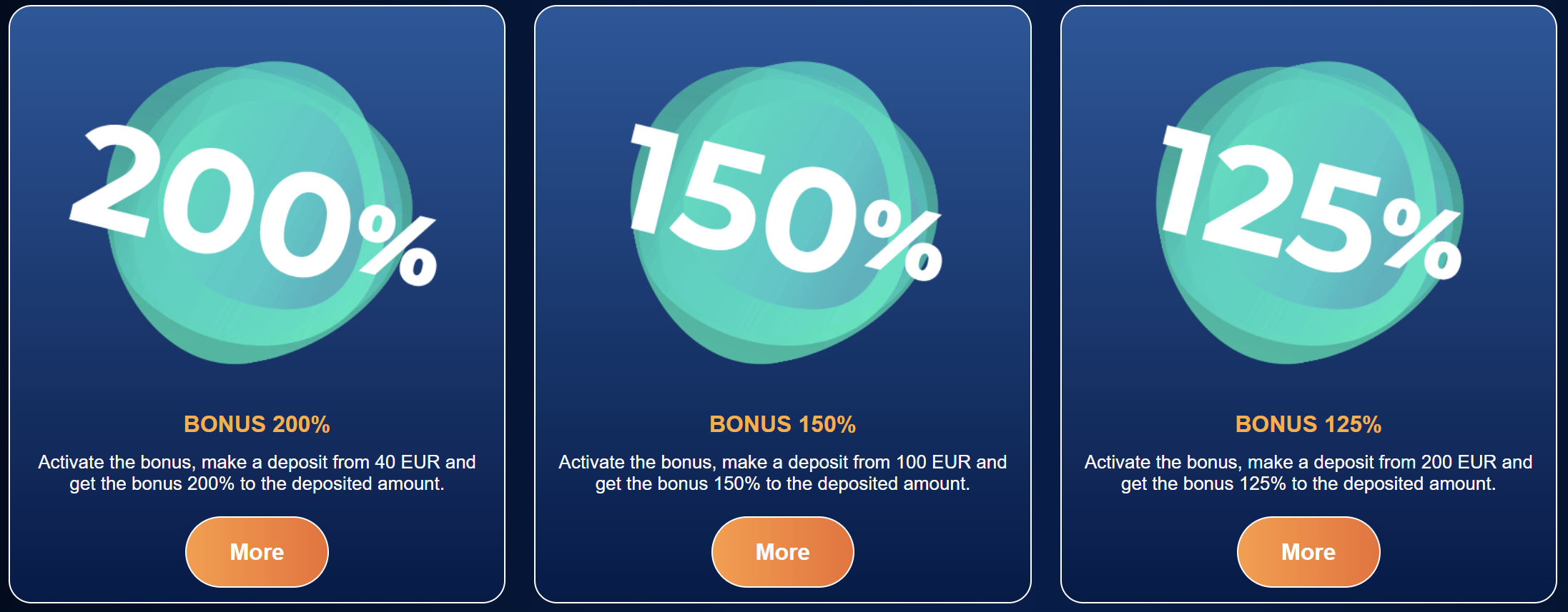 Crypto and card payment methods displayed on an international sportsbook cashier page