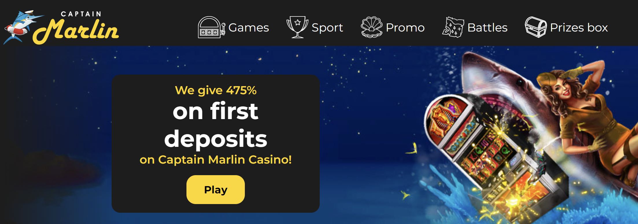 A vibrant display of various online casino interfaces representing Captain Marlin sister sites