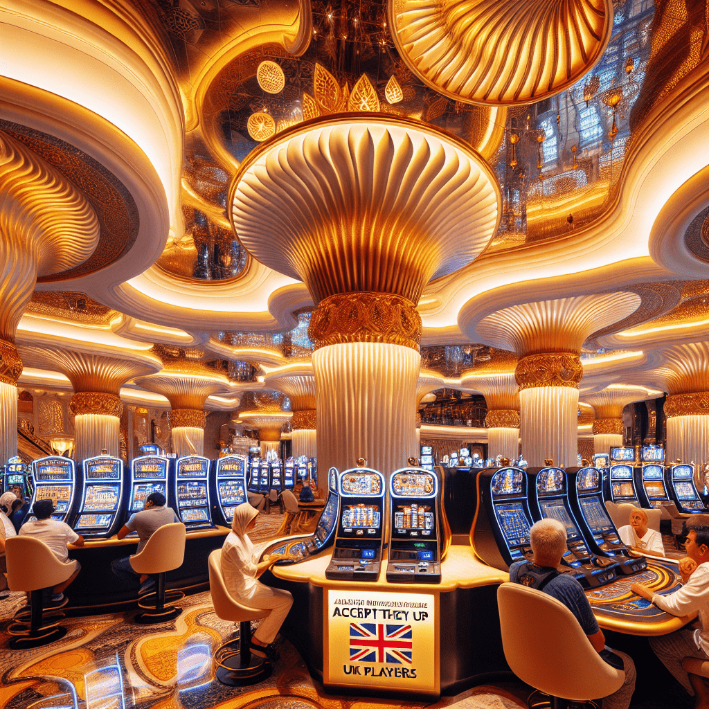 Luxurious Dubai skyline at night with casino chips and cards