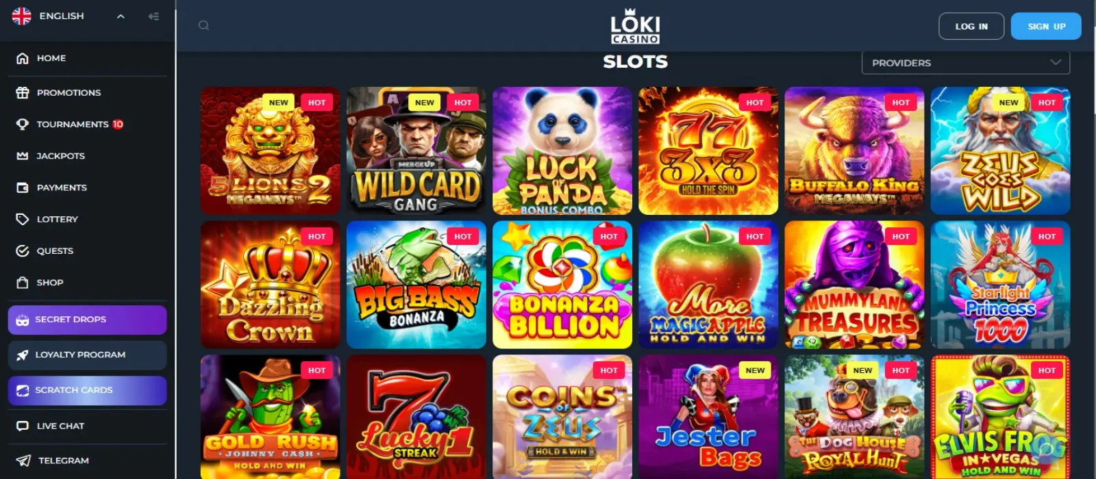 Loki Casino Review - Non GamStop Casino Loki Casino Homepage Overview