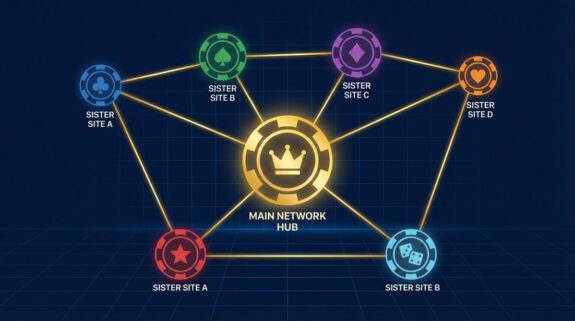 Casino sister sites network diagram showing interconnected casino brands