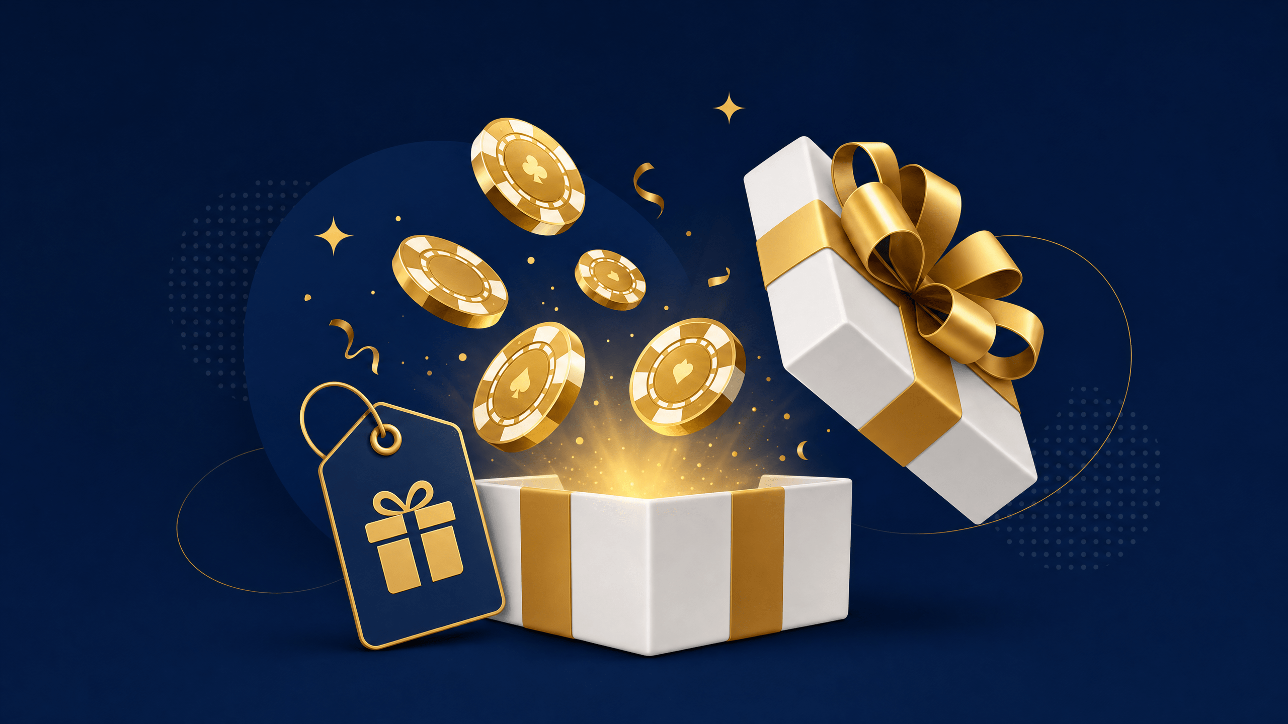 No deposit bonus casinos not on GamStop - gift box with casino chips