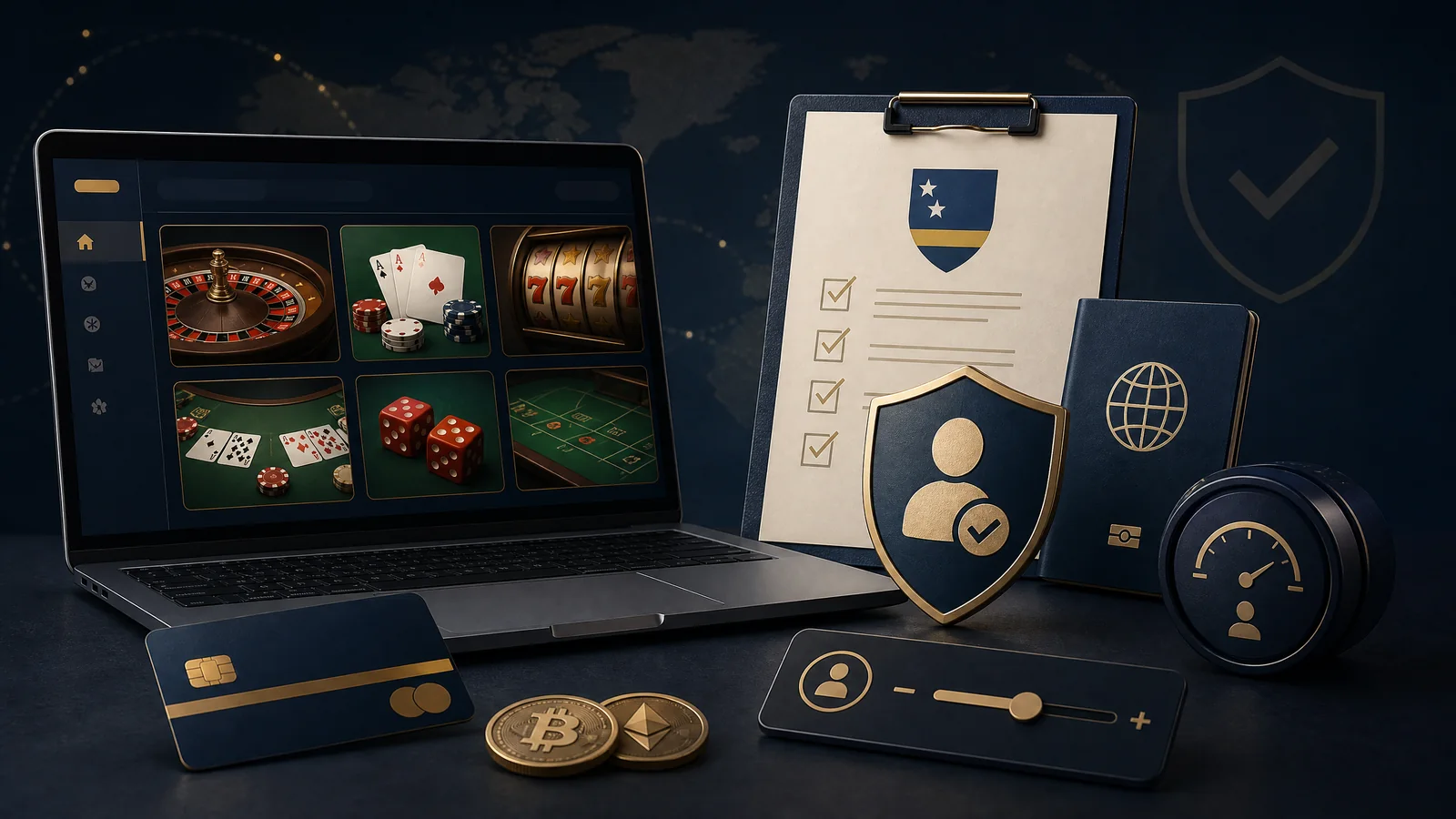 Independent GoldenBet casino review illustration showing licence, identity, payment and account-control checks